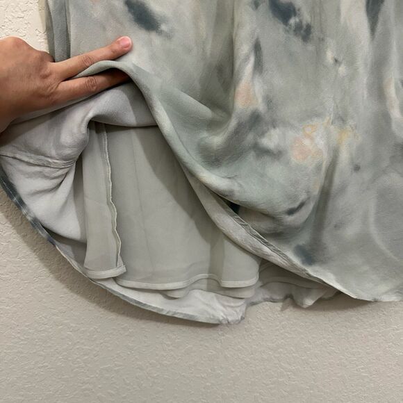 RAILS Anya Satin Midi Skirt Tie Dye Sage Diffusion A-Line Lined NWOT - Picture 6 of 11